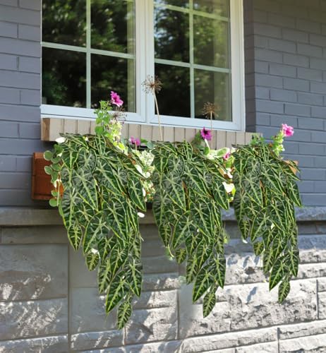 2 Packs UV Resistant Artificial Hanging Plants Outdoors & Indoors, 33" Large Fake Pothos Ivy Vines Plants Faux Monstera Hanging Greenery for Planter, Shelf, Window Box, Porch, Patio, Garden Decor - color: #Mix Green Monstera