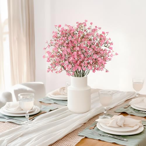 N&T NIETING 6Pcs Babys Breath Artificial Flowers,Real Touch Fake Cherry Blossom Pink Flowers Faux Flowers Bouquets for Vase Home Office Wedding Spring Indoor Outdoor Centerpiece Table Decorations - color: Cherry Blossom Pink, size: 6PCS