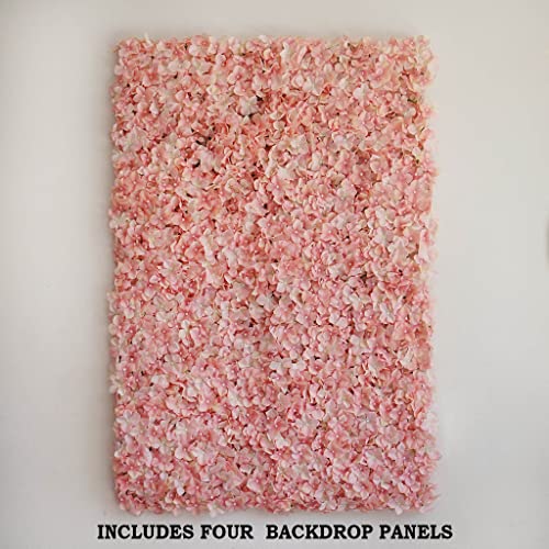 Tableclothsfactory 4 PCS Blush Silk Hydrangea Flower Mat Wall Wedding Event Decor for DIY Centerpieces Arrangements Party Home Decorations - color: Blush