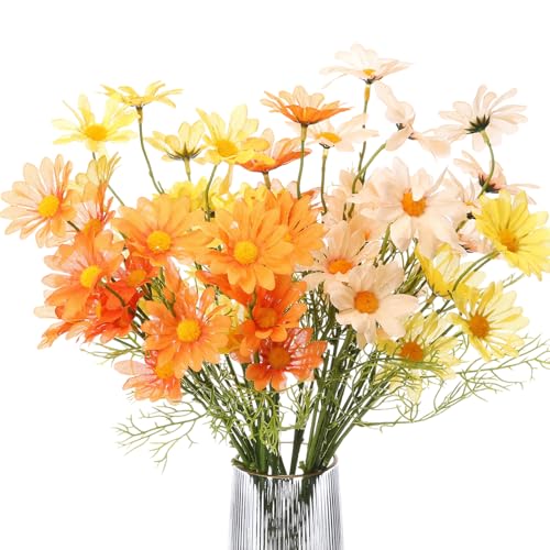 12 Bundles Daisy Artificial Flowers Small Colorful Daisy Flowers Bouquet with Stems Fake Daisies Floral for Table Vase Centerpiece Floral Arrangements Wedding Decoration(Fresh) - color: Fresh
