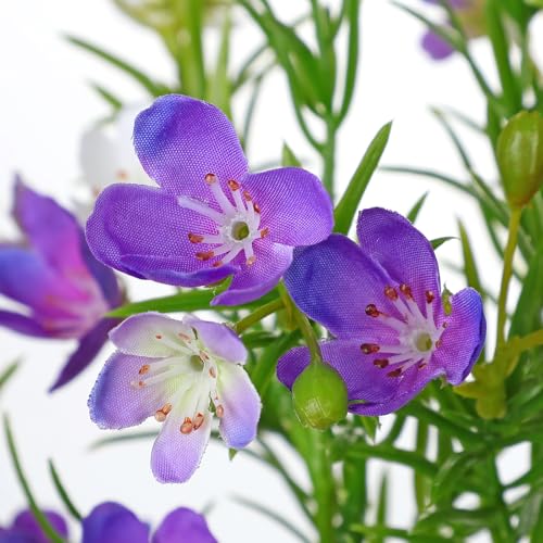 18inch Purple Artificial Flower with Stems, Silk Spring Flower Wildflowers Bouquet Summer Fake Flowers for Home Wedding Party Table Centerpieces Easter Decoration, 5PCS - color: Purple