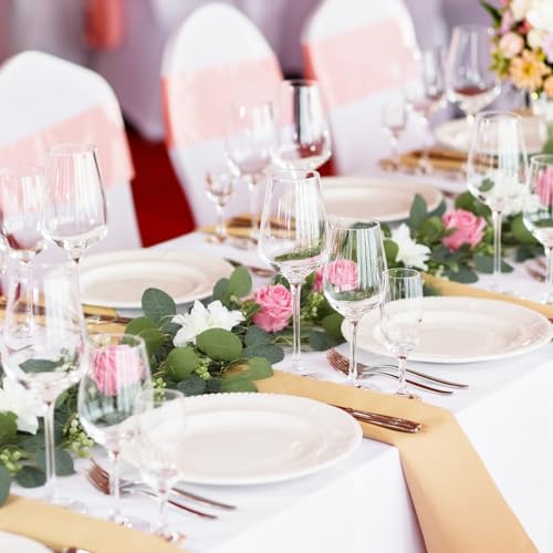 4 Pack Wedding Garland Set, Pink Rose & White Dahlia Hanging Flower Vines for Wedding Arch, Backdrop, Mantel, Home Decor (5.91ft) - color: Pink White