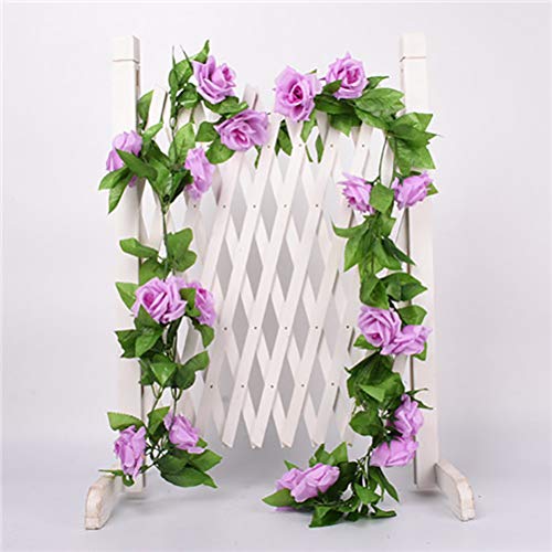 canjoyn 2 Pack 4.2 Feet/Piece Artificial Flower Vine Rattan Hanging Silk Rose Garland for Wedding Venue Backdrops Flower Walls Photo Background Bridal Showers, Baby Showers, and Event Decor (Purple) - color: Purple