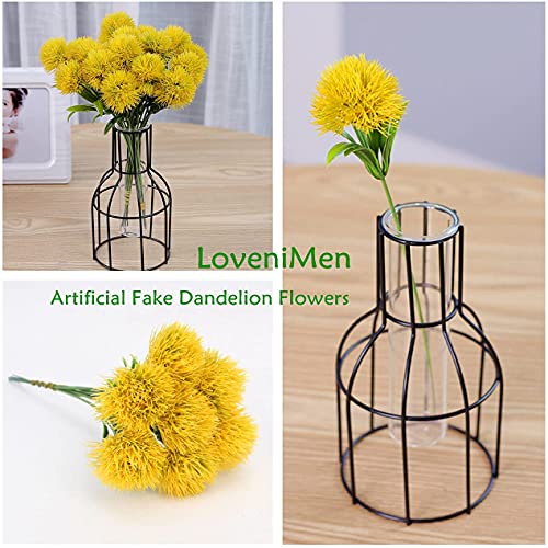 Artificial Fake Dandelion Flowers (Yellow 10 Pcs) Plastic Plants Faux Flower for Outdoor Indoor Home Garden Party Room Office Wedding Table Centerpieces DIY Planting Filler Decoration - color: Dandelions Yellow/ 10 Pcs