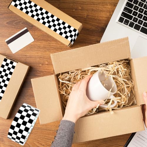 Whaline Checkered Flag Packing Tape 100 Yard Sticky Duct Gift Wrapping Tape Race Car Buffalo Plaid Waterproof Shipping Tapes for DIY Crafts Small Business Sealing Mail Boxes Supplies - style: Checkered Flag