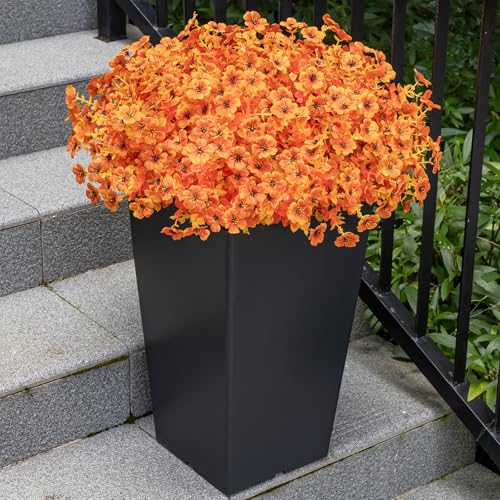 20 Bundles Artificial Flowers for Outdoor Fake Plants for Autumn Decoration,Faux Eucalyptus Flowers for Planter UV Resistant Lifelike for Home Porch Garden (Fall Red) - color: Fall Red