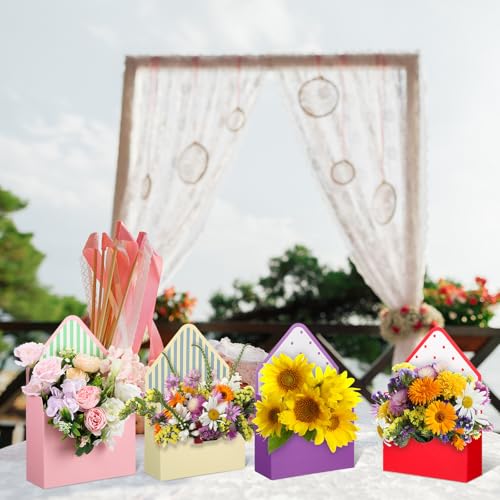 TaoBary 16 Pcs Mother's Day Florist Bouquet Envelope Boxes with Floral Foam Blocks, Paper Gift Boxes Flower Packaging Craft Paper Bag DIY Lovers for Wedding Birthday Party Decoration Supply