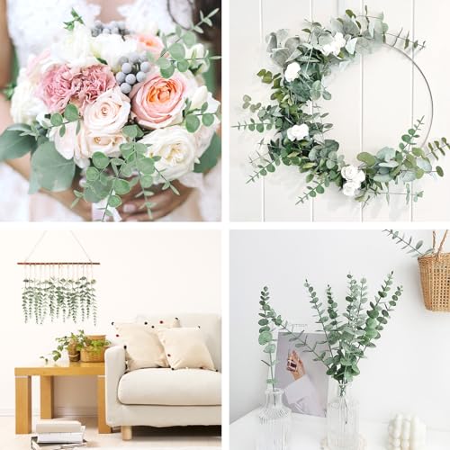 CEWOR 8pcs Eucalyptus Stems Decor 14.1 Inch Artificial Eucalyptus Leaves Fake Greenery Branches for Wedding Centerpiece Flower Floral Arrangement Farmhouse Home Decoration - color: Grey Green, size: 8 pcs