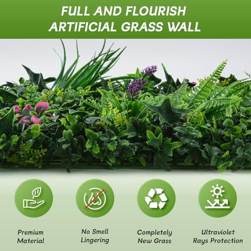 fanado Grass Wall Panels 20"x20"(12pcs), Artificial Hedge Greenery Wall Backdrop, Plant Wall, UV Protected Privacy Fence Screen, Greenery Wall Decor for Outdoor Indoor Wedding Décor - color: Mint, size: 20x20 in 12pcs
