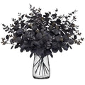 Yen Jean 20PCS Black Halloween Decor Artificial Flowers Bulk - Eucalyptus Stems Branches Decorations for Table Indoor Centerpieces Party Supplies - style: Black