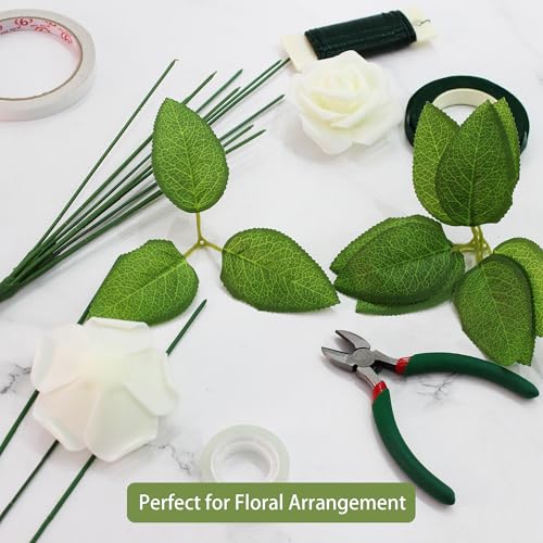 100 Pcs Artificial Flowers Green Leaf Bulk Faux Greenery Silk Fake Rose Leaves Bouquet Garland Wreath Floral Arrangement Supplie DIY Craft (3 Large-Leaf Green) - color: 05. 3 Large-leaf Green