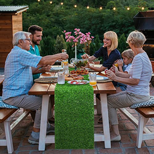 TURSTIN Artificial Grass Table Runners 12 x 108 Inch Green Grass Tabletop Synthetic Grass Carpet Rug Table Decorations for Spring Summer, Wedding, Birthday Party Decor - size: 12 x 108 Inches