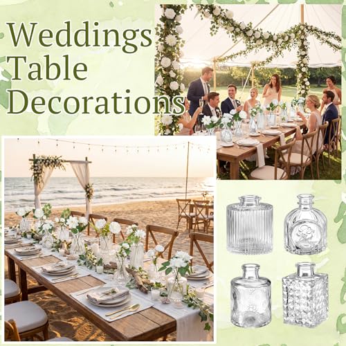36 Pcs Artificial Flowers Table Centerpiece with Vases Colorful Wildflower Centerpieces Silk Flower Arrangement for Wedding Baby Shower Table Centerpieces Party(White Bloom,Clear) - style: White Bloom