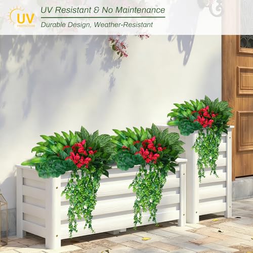 Artificial Greenery Outdoor Fake Ivy Plants Hanging Faux Boston Ferns Stems UV Resistant,10Bundles Faux Shrubs Mixed Artificial Flowers Grass for Outdoor Planter Window Box Bedroom Porch - color: Red Green