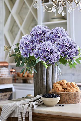 DILATATA Faux Hydrangea Large Artificial Purple Hydrangea Flowers 26" Real Touch Hydrangea Flowers Lifelike Silk Hydrangea Stems for Wedding Party Garden Home Decor-3pcs - color: Light Purple #3, size: 3PCS