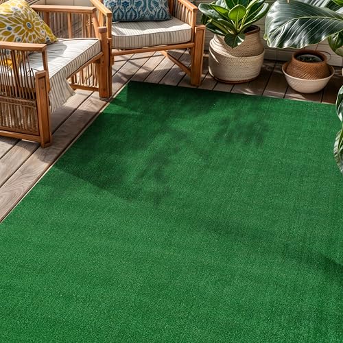 Rugshop Artificial Grass Indoor Outdoor Area Rug, Lightweight Synthetic Turf with Rubber Backing, Easy to Clean Polypropylene Lawn Mat for Patio, Balcony, Deck, 4' x 6', Green - size: 4' x 6' (Rectangular)