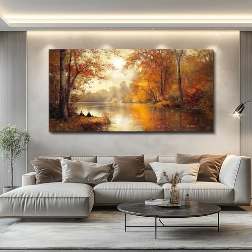 FUHAIHUA Canvas Wall Art For Living Room Large Wall Decor For Office Modern Bedroom Decorations Saffron Yellow Tree Landscape Pictures Forest Paintings Artwork Ready To Hang Home Decor 30"x60" - color: Yellow Tree, size: 60"L x 30"W