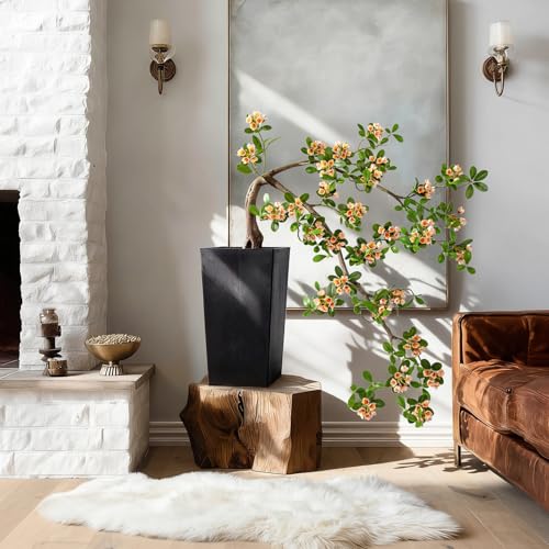 Artificial Bonsai Tree Fake Plant in Pot 2.6FT Artificial Flowers Plants 31in Artificial Spring Flowers Tree bonsai with Lifelike Leaves Realistic Flowers for Living Room Stairwell Patio Decor(Yellow) - color: Yellow