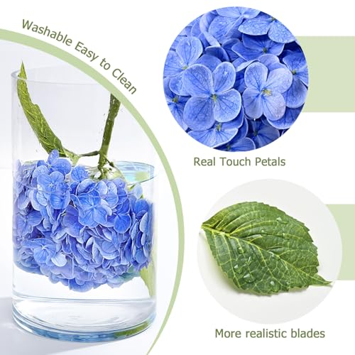 Waipfaru 21" Real Touch Dark Blue Hydrangea Artificial Flowers with Long Stem & Leaves, Full Latex Faux Hydrangea Flowers for Home Decor Party Floral Arrangements Wedding Bouquets Centerpieces, 4Pcs - color: Dark Blue, size: 4pcs