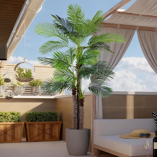 9FT Artificial Palm Tree - Tall Fake Palm Tree with 31 Lifelike Leaves & Realistic Trunk, 108" Large Faux Tropical Phoenix Palm Plant for Home Living Room Poolside Office Hotel Mall Decor - size: 9ft