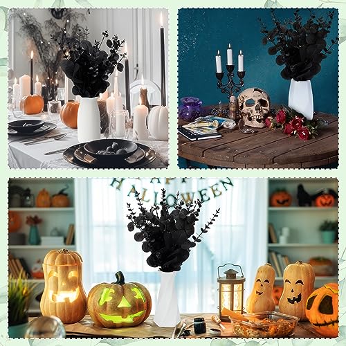 Giegxin 180 Pcs 3 Kinds Mixed Artificial Eucalyptus Leaves Stems Bulk Silver Dollar Leaves Picks Dried Eucalyptus Bundle Faux Spray for Wedding Vase Bouquet Floral Arrangement (Black) - color: Black