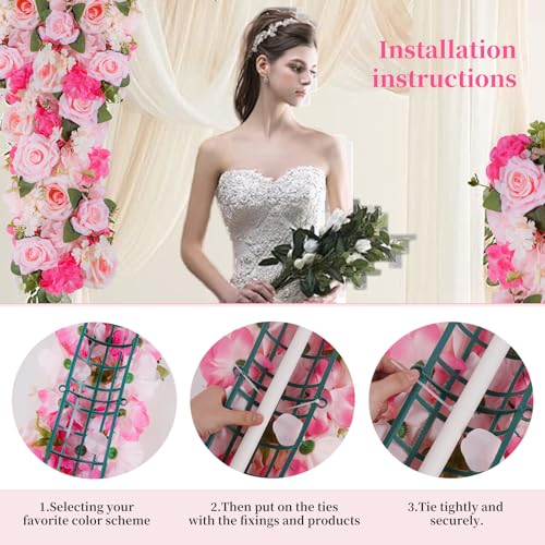 Pack of 10 Wedding Arch Decorations, 20.47 inch Artificial Flower Table Centerpieces Floral Arrangement for Wall Backdrop Party Bridal Shower Event Decor - Pink - color: Pink