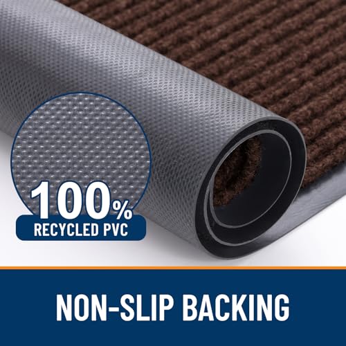 OLANLY Front Door Mat Indoor Outdoor Entrance, Waterproof Heavy Duty Doormat, Fade Resistant, Low Profile, Easy Clean Patio Porch Welcome Floor Mats for Entry, 29.5x17, Brown - color: Brown, size: 29.5" X 17"