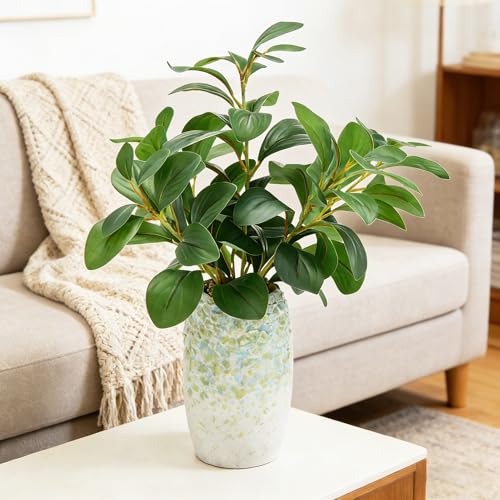 K&Y Realistic Artificial Potted Plants Olive Wild Fern Berry Decor Low Maintenance Faux Greenery Indoor Fake Plants for Home Office Bathroom Kitchen Desk Shelf (Green Flower vase Potted Plant) - color: Green Flower Vase Potted Plant