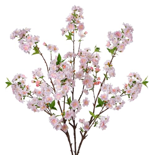 39" Tall Cherry Blossom Branches for Vase Faux Cherry Flowers Light Pink Peach Blossom for Floral Arrangements Artificial Apple Blossom Silk Tall Stems for Home Wedding Table Decor-3 Pcs - color: L-pink #3