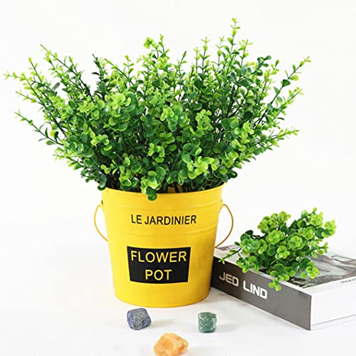 Artificial Shrubs, Plastic Plants Eucalyptus Leaves Greenery Grass Simulation Fake Bushes Outdoor Indoor Home Garden Verandah Kitchen Parterre Table Centerpieces Arrangements Decoration 8pcs - color: Eucalyptus Leaves / 8pcs