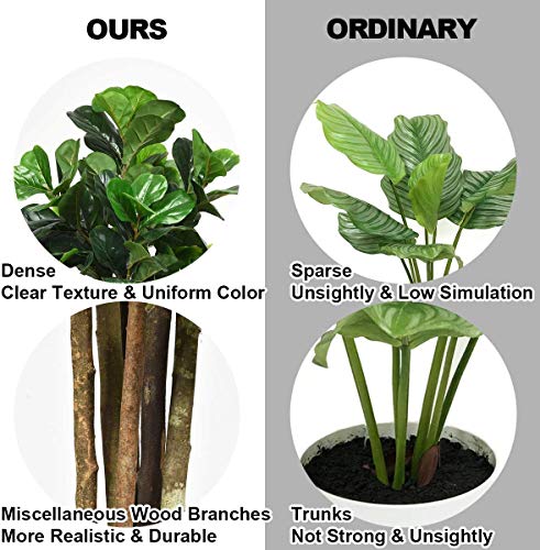 Goplus Fake Fiddle Leaf Fig Tree, 5FT Tall Artificial Tree Greenery Plants in Pots, Decorative Faux Trees for Indoor Home Office - size: 5ft