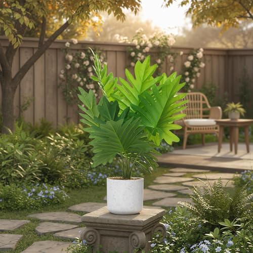 2Pcs Philodendron Fake Plants in White Potted, 17.7" Faux Green Bonsai Tree with Realistic Leaves, Decorative Artificial Plant Indoor for Home Office Entryway Decor - size: 17.7"