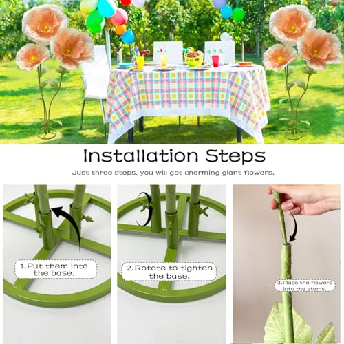 Giant Artificial Flowers Big Flower, Large Wedding Reception Decorations with Standing Base Ideal Birthday Party Home Event Banquet Background Bridal Shower Mall Decor Shop Window Display, Champagne - color: Champagne