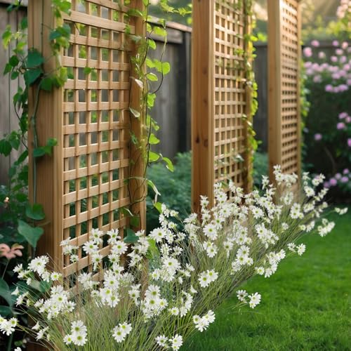 4 Pcs Artificial Plants Onion Grass Outdoor 37" Fake Tall Grass with Daisy Wildflowers White Artificial Wheat Grass Faux Shrubs Bush Greenery Stems for Indoor Garden Outside Office Home Decor - color: 4 Pcs-white Flowers