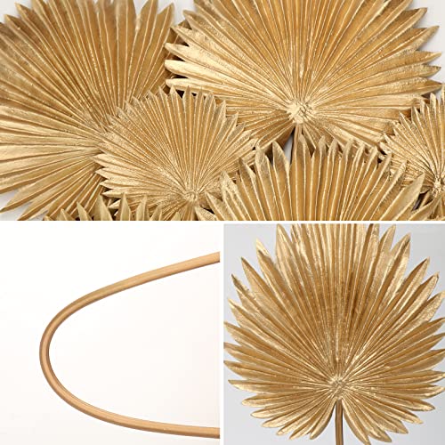 DILATATA 6 Pcs Pu Foam Artificial Gold Palm Leaves Faux Palm Tropical Leaves Fake Palm Fronds for DIY Wedding Bouquets Fake Leaves for Centerpieces Arrangements Palm Leaf for Party Home Decorations - color: Gold Palm #06