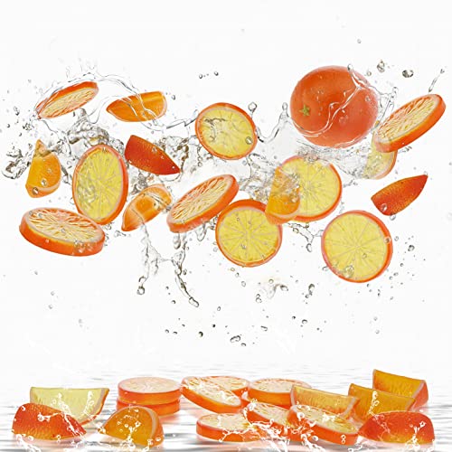 Woration 19 Pcs Artificial Fake Orange & Slices Blocks Set Simulation Fruits Model Realistic Oranges Home Decoration for Party Kitchen Wedding Props Ornament - color: Orange