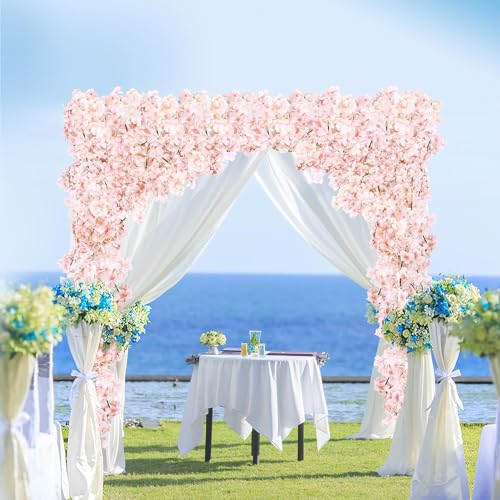 Sggvecsy Cherry Blossom Garland Artificial Cherry Flower Vines 2 Pack Hanging Silk Flowers Garland for Home Wedding Garden Party Arch Office Decor (Pink) - color: Pink, size: 2 Pack