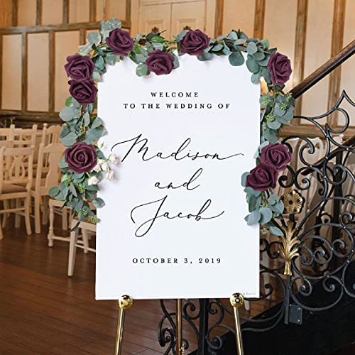 IPOPU Foam Roses Artificial Flowers,100Pcs Stemless Plum Foam Fake Roses Heads 3inch Faux Flower for DIY Crafts, Wall Decorations, Wedding Centerpieces Bouquets, Bridal Shower, Party Home Decor(Plum) - color: Plum
