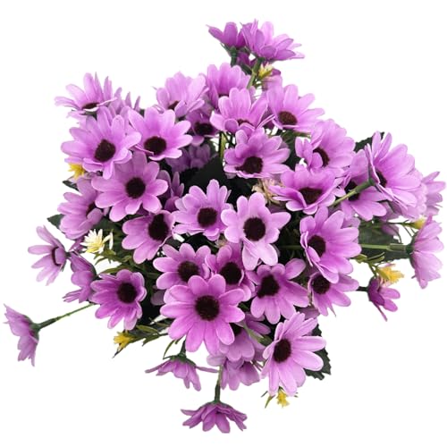 Artificial Daisy Silk Realistic Wildflowers Bouquet, Fake Flowers Daisies Bunches Plants for Outdoors decoration Indoor Vase Fill Table Centerpieces Arrangements Wedding Garden Décor Fuchsia 4 Pack - color: Daisy - Fuchsia - 4 Bundles