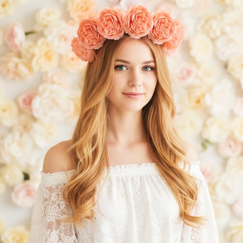 Thiccywoov 200 Pcs Flowers Long Stem Artificial Rose Bulk, 3.2 Inches Silk Rose Head Flowers Faux for Wedding Bridal Bouquet Independence Day Home Floral DIY Centerpieces Party Decoration(Peach) - color: Peach