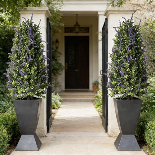ALL SEASON GREEN Artificial Plants Lavender Topiary Tree, 35'' Purple Faux Flowers Potted Outdoor Plant, Front Porch Decor - size: 35'' Tall