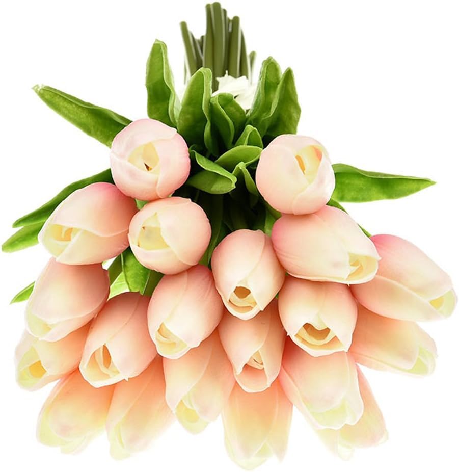 30 pcs Real-Touch Artificial Tulip Flowers Home Wedding Party Decor (Champagne) - color: Champagne