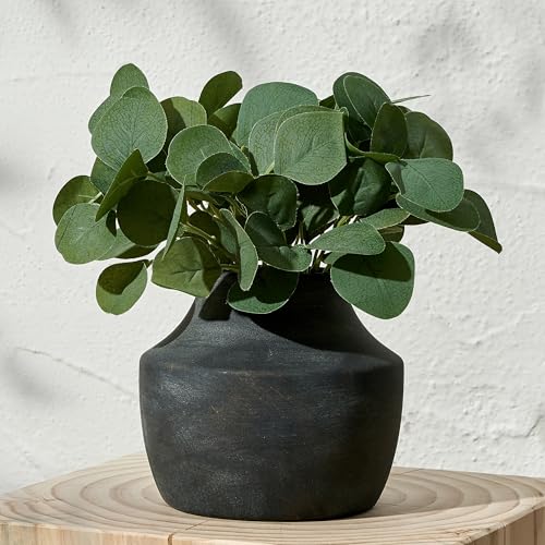SIDUCAL Ceramic Decorative Flower Vase, 5.39 inch Pottery Farmhouse Rustic Vase, Small Terracotta Vases for Home Decor, Table, Living Room, Bathroom, Shelf, Mantel Decoration, Black Bronze - color: 106-black Bronze