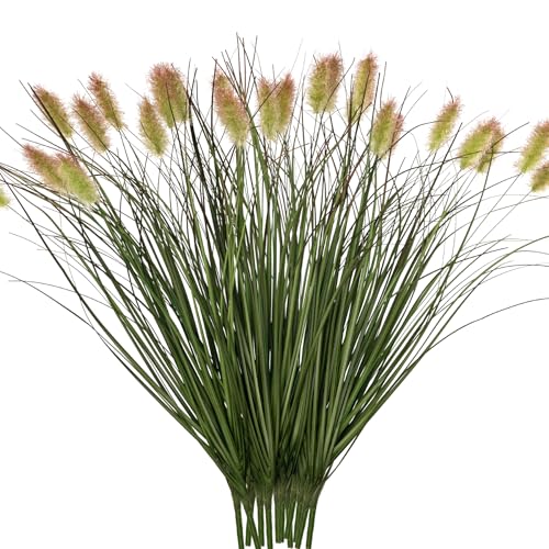 Ttranewsoo Artificial Grass, Fake Grass, Artificial Shrubs, Wheatgrass Cattails Fake Grass Decorations, Artificial Plants, Ornamental Grass, Outdoor Fake Grass, Green Leafy Decorations (12PCS) - color: Green12