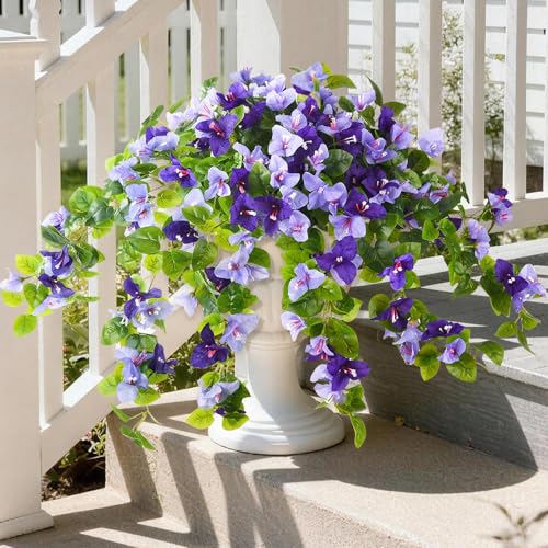 Faux Bougainvillea Artificial Flowers Plants for Outdoor Spring Summer Decoration, 2 Pcs Fake Silk Flower Outside UV Resistant Realistic Long Trailing Vines for Home Porch Patio Balcony Yard(Purple) - color: Mix 1