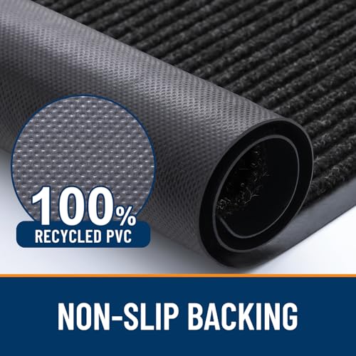 OLANLY Front Door Mat Indoor Outdoor Entrance, Waterproof Heavy Duty Doormat, Fade Resistant, Low Profile, Easy Clean Patio Porch Welcome Floor Mats for Entry, 29.5x17, Off-Black - color: Off-black, size: 29.5" X 17"