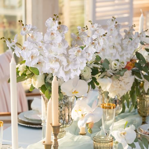 6 Pcs Artificial Orchid Stems 33.5" Tall 9 Large Petals Fake White Phalaenopsis Flower Arrangements for Home Wedding Living Room Table Centerpiece Office Table Decor White - color: White（6pcs）