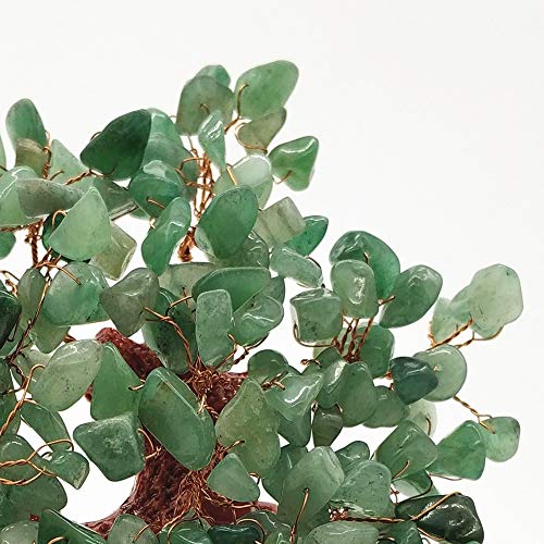 Colorsheng 7 Inch Quartz Crystal Money Tree Bonsai Feng Shui Gem Decoration for Wealth and Luck (Green) - color: Green