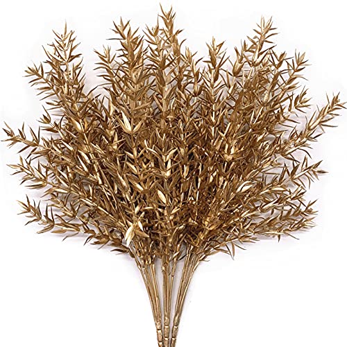 CATTREE Artificial Plants for Christmas, Faux Grass Shrubs Fake Sharp Leaves Gold 3 Pack, Simulation Leaf Bushes for Home Indoor Outdoor Garden Wedding Decoration Hall Table Planter Filler - color: Golden Sharp Grass - 3 Pcs