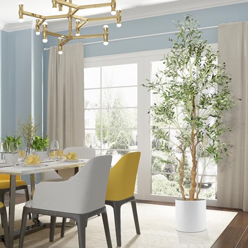 OXLLXO 7.2ft Artificial Olive Tree (85in) with Plastic Nursery Pot Faux Olive Silk Tree, Fruits Fake Plant for Office House Farmhouse Living Room Home Decor (Indoor/Outdoor) - size: 7ft 1in